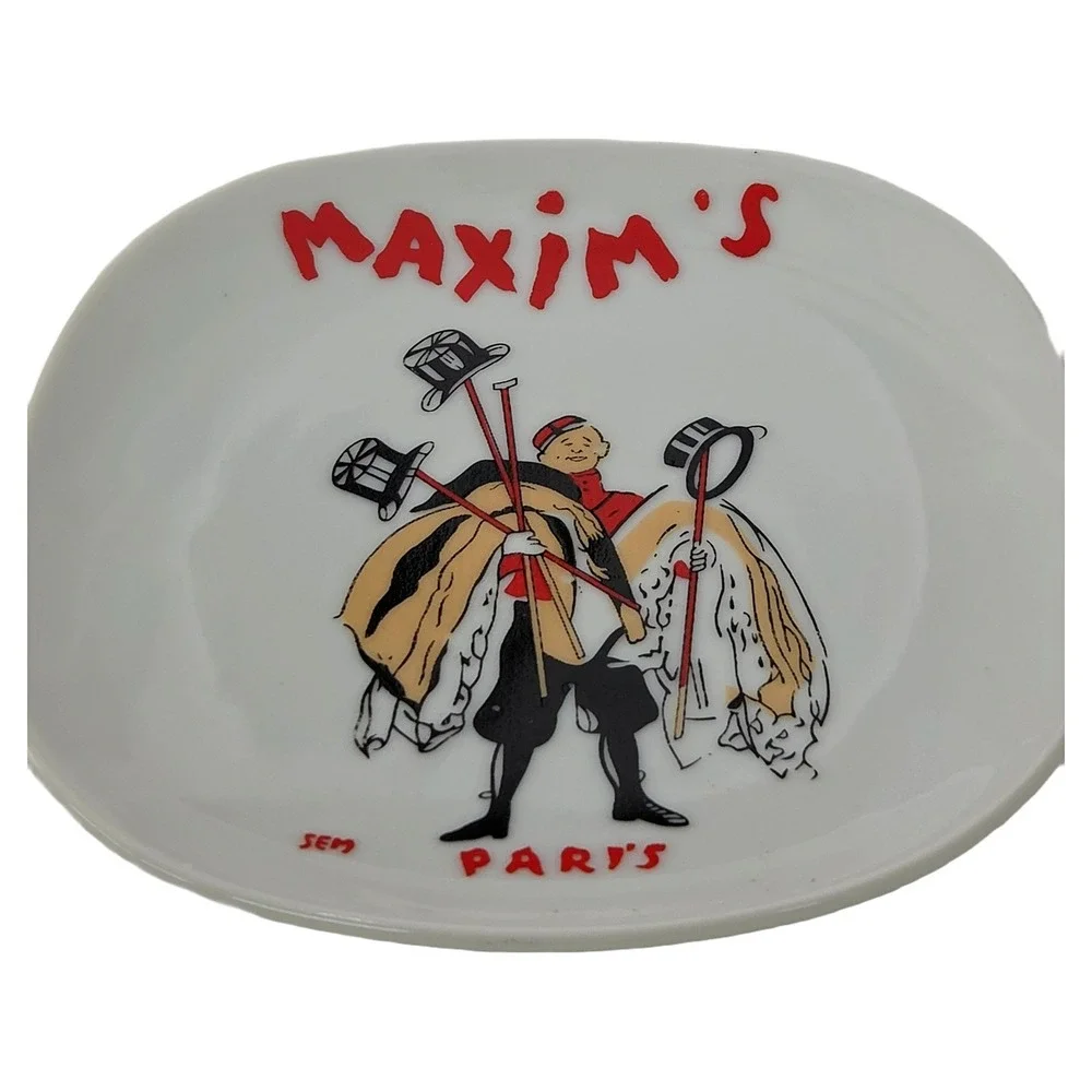 Maxims de Paris Vintage SEM Caricature Porcelain Plate French Bistro Decor SZ 5i